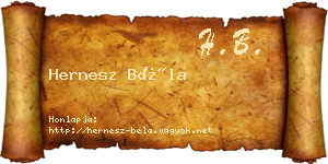 Hernesz Béla névjegykártya
